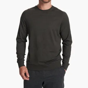 재활용 폴리에스터 슬림 핏 사이드 지퍼 포켓 일반 운동복 수분 위킹 긴 소매 남자 니트 스웨터