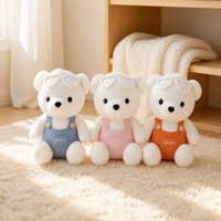 Ensemble de jouets en peluche ours super doux personnalisés en gros avec lunettes de soleil et salopette, animaux en peluche brodés pour cadeau d'enfants et soulagement du stress