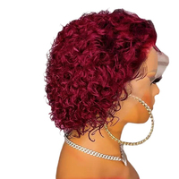 Perruque Courte Bouclée Africaine Transparente Ajustable pour Femme, Coiffure Explosion, Douce et Volumineuse, Meilleure Vente à Prix Abordable