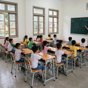 Modern Fixed Single Desk <b>Chair</b> Set School Students Steel+Plywood+Plastic Custom Color Aoyasi PT-106H Commercial PT-106H PT-106H - Product Image 4
