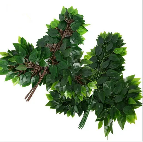 卸売装飾シルクイチジクの葉人工木の枝プラスチックガジュマルの葉