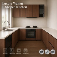 Évier de cuisine en acier inoxydable en forme de L, avec robinet intégré, plan de travail en marbre, finition moderne en grain de bois, personnalisable B2B
