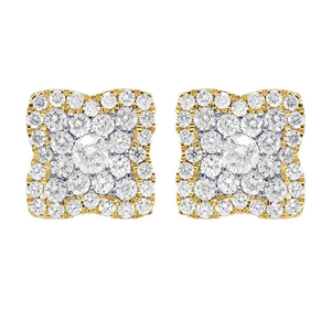 <b>Silver</b> Yellow Tone Cluster <b>Stud</b> Earrings with Lab Grown Diamonds 10K Gold Plated Wedding Jewelry for Women - Product Image 2
