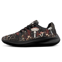 Baskets légères pour femme en cuir et maille, avec patchwork à motifs de champignons Amanita, logo personnalisable, semelle EVA, pour la marche et les occasions formelles, collection Printemps