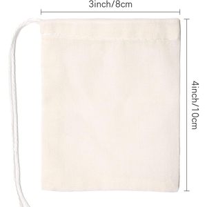 Sacs en coton, sachets en mousseline, 3x4 pouces, paquet de 10, biodégradables, pour les fournitures ménagères - Product Image 2
