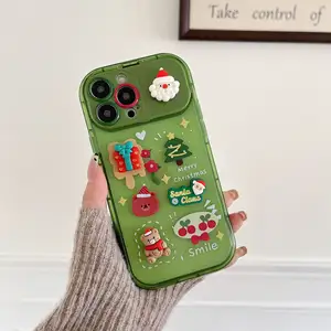 Phổ biến giáng sinh lập thể Santa Claus trang trí Santa Claus Cây điện thoại di động trường hợp bìa cho Iphone x XS XR XS Max