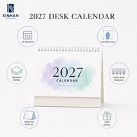 Calendrier de bureau portable mini format A6 en papier offset 120 g/m² avec illustration de dessin animé pour l'étude, planificateur mensuel et hebdomadaire