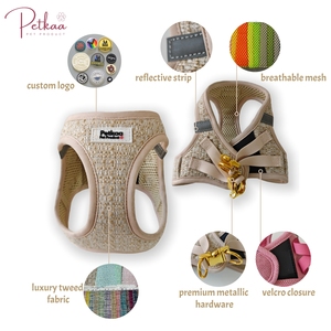 <span class=keywords><strong>2026</strong></span>年新デザイン高級ペットハーネスプライベートラベル小型子犬猫ハーネス特小XXSステップインボディハーネスメタルバックル付き - Product Image 3