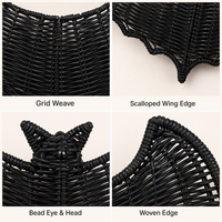 Ornement de chauve-souris noir tressé à la main, décoration murale pour fête d'Halloween, en osier, à suspendre, pour usage intérieur, écologique, imperméable, vente en gros OEM