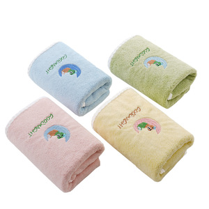Kim Ryan Embroidered Coral Fleece Towel 34x74cm Soft Absorbent Moon <b>Bear</b> Design Bath Towel Household Use - Product Image 4