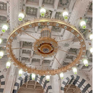 Lampu Gantung Islami Bahan Perunggu Emas Besar yang Dapat Disesuaikan, Lampu Gantung Mewah Warna Emas untuk Gereja Masjid - Product Image 2