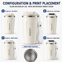 Mug à café isotherme portable JUNVOY en acier inoxydable 304, anti-chute, avec logo personnalisé, contenance 6 heures, isolation sous vide intelligente et ergonomique