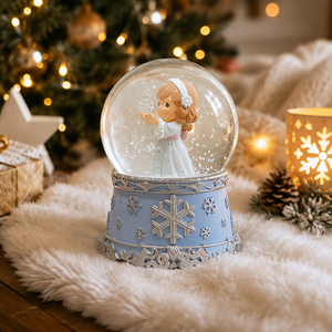 Globo di Neve con Angelo e Fiocchi di Neve, Sfera Musicale con Acqua - Product Image 3