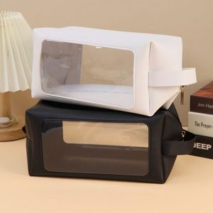 <b>Transparent</b> Window Pu Leather Toiletry With Wrist Strap Stylish Waterproof <b>Makeup</b> Organizer for Women Pelegant Cosmetic <b>Bag</b> - Product Image 3