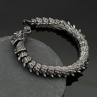 Bracelet en acier inoxydable antique Ouroboros Dragon Snake Bijoux gothiques pour hommes