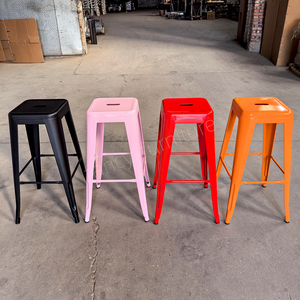 Sillas <span class=keywords><strong>de</strong></span> Barra Modernas para <span class=keywords><strong>Cocina</strong></span>, Apilables, <span class=keywords><strong>de</strong></span> Metal Pintado, en Varios Colores, para Restaurante - Product Image 5