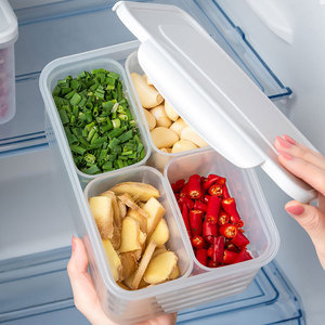 Food <b>Storage</b> Container 4 Compartment Rectangular Flip Top Lid Airtight <b>For</b> <b>Kitchen</b> Vegetables Garlic Scallion - Product Image 1