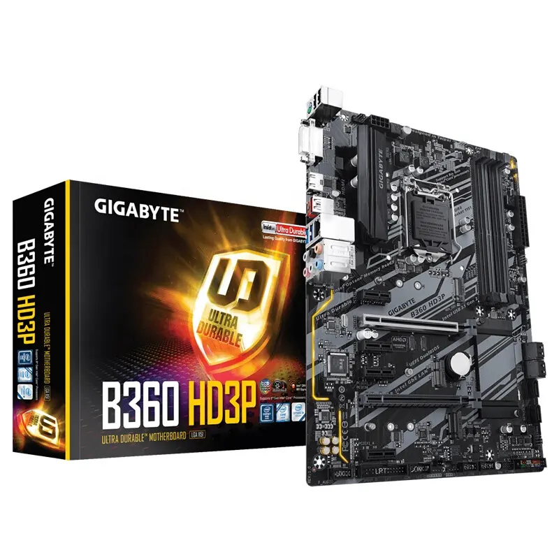 GIGABYTE Intel B360 HD3Pเมนบอร์ดDDR4 LGA1151 เดสก์ท็อปเมนบอร์ดในใช้