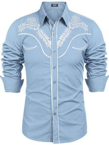 Primavera e autunno camicia da uomo stampata alla <span class=keywords><strong>moda</strong></span> americana stile occidentale stampata camicia a maniche lunghe per gli uomini - Product Image 6