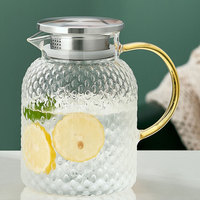 Vente chaude 1000ml 1500ml Marteau Pichet D'eau En Verre Borosilicaté Avec Couvercle En Acier Inoxydable