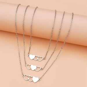 Stainless Steel <strong>3</strong> Heart to Heart Pendant <strong>Necklace</strong> 18K Gold Friendship <strong>Sister</strong> Mother Daughter Birthday Gift Link Chain <strong>Necklace</strong> - Product Image 2