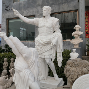 Gran Escultura de Augusto Romano Tallada a Mano para Decoración de Jardín Exterior, Estatua de Julio César de Mármol Blanco de Tamaño Real con Base - Product Image 5