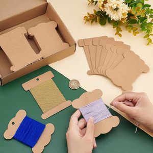 80 pièces 3x4 pouces ruban organisateur de stockage plat bobine bobine Kraft fil bobines carte fil support papier artisanat - Product Image 2