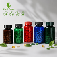 Bouteille de vitamines en PET de qualité alimentaire personnalisable en couleur avec bouchon de sécurité CRC, bouteille de complément alimentaire, prix d'usine
