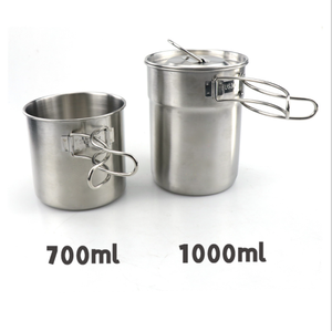 Small 700ml + <b>Large</b> 1000ml stainless steel camping <b>mugs</b> 2 pieces kit <b>set</b> - Product Image 1