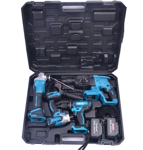 Kit d'assemblage d'outils électriques professionnels sans fil, perceuse à percussion de 13 mm avec brosse et deux batteries - Product Image 1