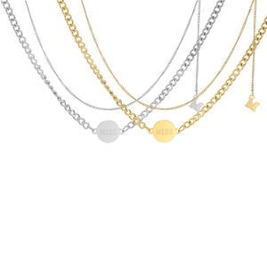 عقد ذهب سلاسل تصاميم النساء مجوهرات أضيق الحدود 18k مطلي دائرة قلادة <span class=keywords><strong>18kgp</strong></span> خمر سميكة داينتي الرجال عقد ذهب - Product Image 2