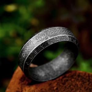MJ Vintage Wholesale Classic Punk Ring Viking Celtic Knot Male Titanium Steel Ring Natural Tree Silver Polish Stainless Steel - Product Image 3