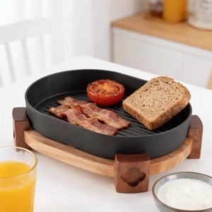 กระทะย่างสไตล์ชนบท สร้างสรรค์แบบพิเศษ สำหรับเสิร์ฟอาหาร ลายเส้นสไตล์เกาหลี-ญี่ปุ่น ทำความสะอาดง่าย - Product Image 3