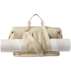 Custom Neoprene Women Yoga Mat Gym Bag With Shoe Compartment Waterproof Travel Weekender Bags Carry On Travel Duffel Bag