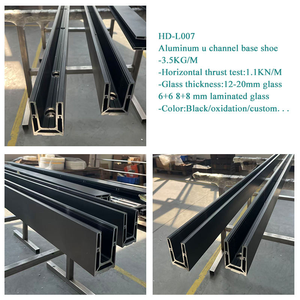 Balustrade de balcon sans cadre en verre feuilleté 6+6mm pour projet de construction, profilé en U en aluminium noir, enclos en verre pour patio et <span class=keywords><strong>piscine</strong></span> - Product Image 1