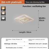 Ventilateur de plafond moderne en acrylique avec moteur AC, lumière LED, télécommande, 6 vitesses, tricolore, pour chambre à coucher (vente en gros)