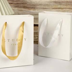 Sacs en papier de haute qualité avec poignée en ruban personnalisée, pour boutique, emballage cadeau, sac de shopping - Product Image 4