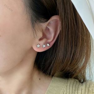 Dylam 4pcs Tiny Minimal <b>Earring</b> <b>Studs</b> <b>Set</b> Women Fashion Hip Hop Round Cut Star 925 Sterling <b>Silver</b> Zircon <b>Stud</b> <b>Earrings</b> - Product Image 2