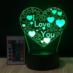Lampada 3D illusione luce notturna I Love U <span class=keywords><strong>cuore</strong></span> 7 colori che cambiano lampada decorativa da scrivania - Product Image 4