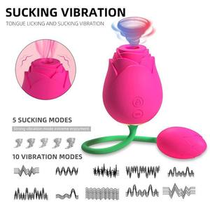 Vibrador de doble cabezal con forma de rosa, recargable por USB, 3 velocidades, control manual, para masturbación femenina, estimulador de senos - Product Image 3