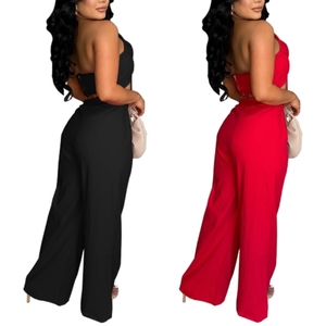 <b>Sexy</b> Solid Colour Bow Sleeveless Backless Casual Pants Ladies Two Piece <b>Set</b> Fashion - Product Image 2
