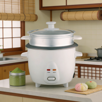 Penanak Nasi Listrik Otomatis 0.6L-6L Kontrol Timer Digital, Panci Dalam Anti Lengket Stainless Steel Bentuk Drum