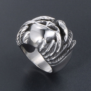 Winged Skull <b>Ring</b> For <b>Men</b> Gothic Style <b>Silver</b> Tone Jewelry Gift - Product Image 3