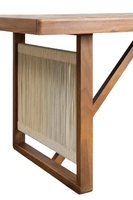 Ensemble de table à manger rectangulaire en bois d'acacia moderne et durable avec 6 chaises de jardin à accoudoirs pour hôtels et écoles, utilisation en extérieur