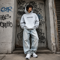 Sweat à capuche réversible personnalisé double face 400 g/m² motif camouflage épais streetwear oversize pour hommes – Porté des deux côtés