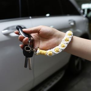 Boho fait à la main tissage exquis <span class=keywords><strong>porte</strong></span>-clés perle Bracelet pour femmes poignet <span class=keywords><strong>porte</strong></span>-clés Rose fleur bracelet lanière macramé <span class=keywords><strong>porte</strong></span>-clés - Product Image 6