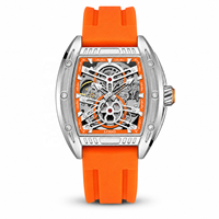 Montre mécanique sportive carrée pour homme en alliage, réserve de marche, bracelet en silicone, lumineuse, étanche, multifonctionnelle, modèle 8601G