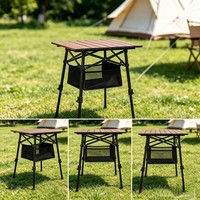 Table pliante en alliage d'aluminium pour l'extérieur, légère, portable, réglable en hauteur, pour le camping, le pique-nique, le barbecue, la plage