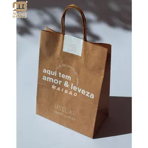 Custom Recycled Gift Packaging Paper Bag With Logo Bolsa De Papel Carrier Bag Wholesale Price Kraft Paper Shopping Bag With Logo