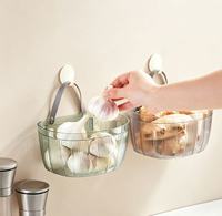 Panier de rangement mural transparent sans perçage avec poignée en cuir, organisateur polyvalent pour salle de bain et cuisine, pour la maison